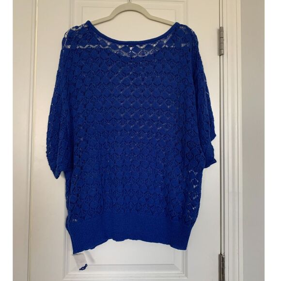 Jaclyn Smith Women Sweater XXL Blue Pullover Open Knit Lightweight Beach Coastal - Picture 2 of 8